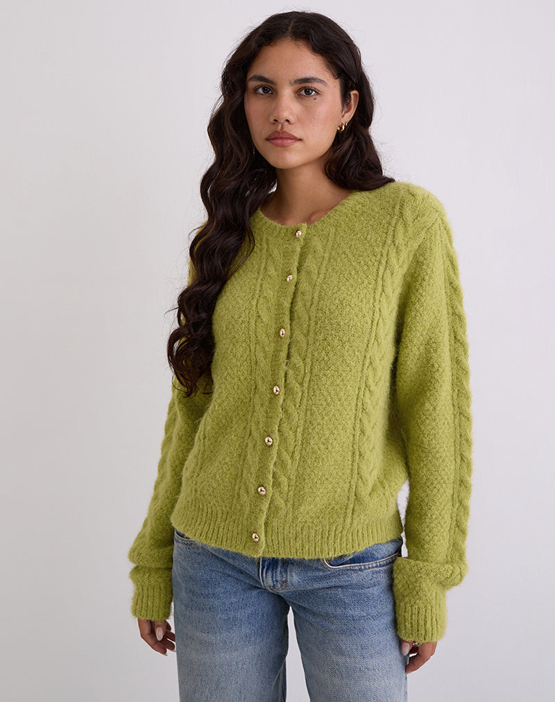 Aceso Cardigan in Bright Chartreuse