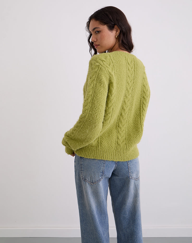 Aceso Cardigan in Bright Chartreuse