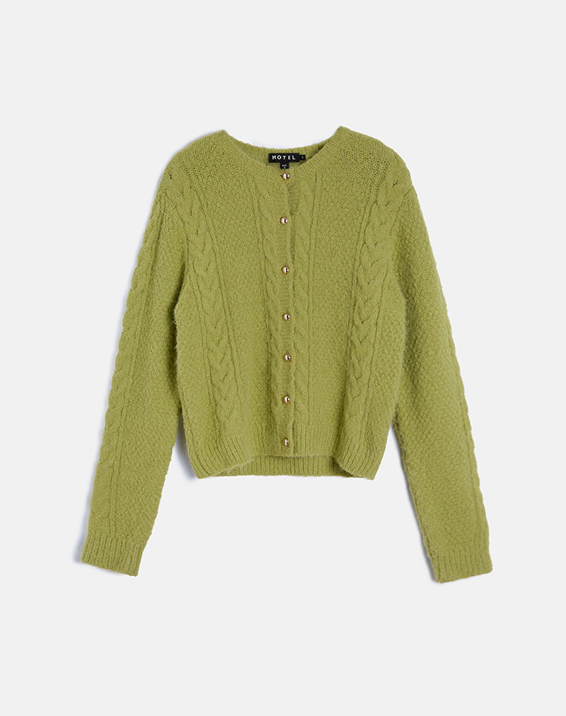 Aceso Cardigan in Bright Chartreuse