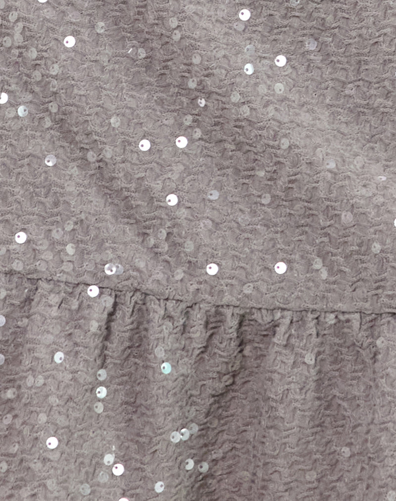 Arnault Mini Skirt in Sequin Silver