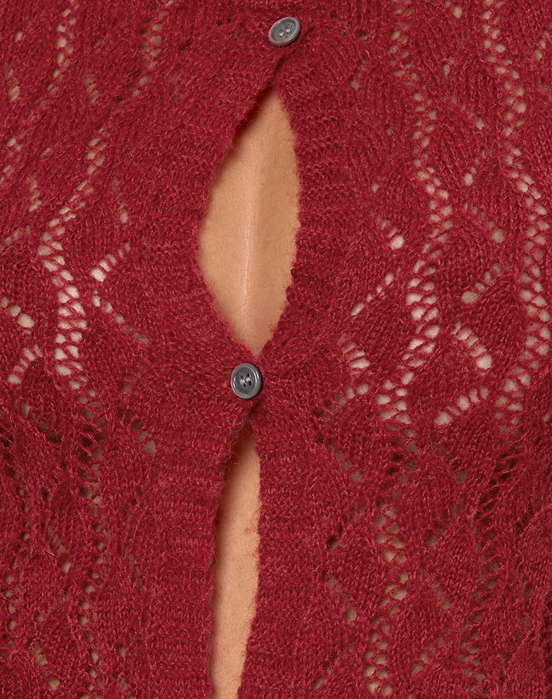 Birama Button Tank Top in Knit Red