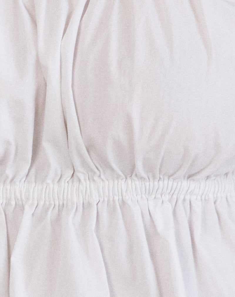 Briari Drawstring Top in Poplin White