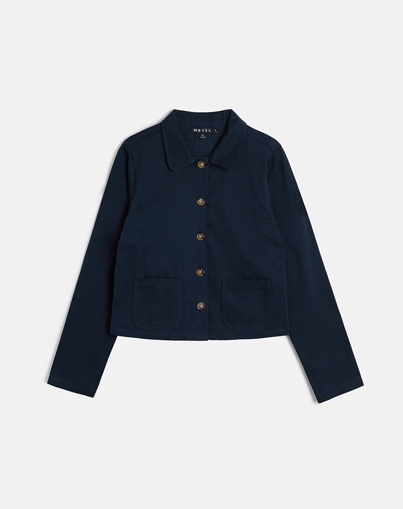 Calva Boxy Jacket in Dark Navy