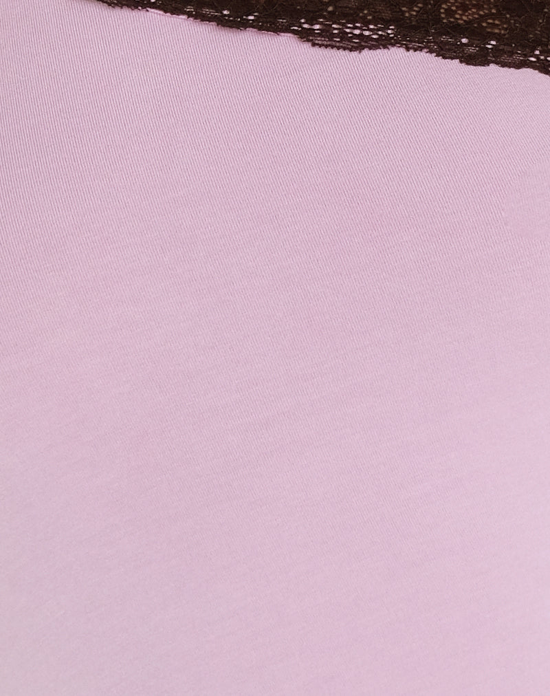 Cordia One Shoulder Top in Lavender with Bitter Chocolate Lace