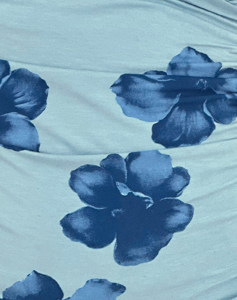 Cosimo Halterneck Top in Bold Floral Blue