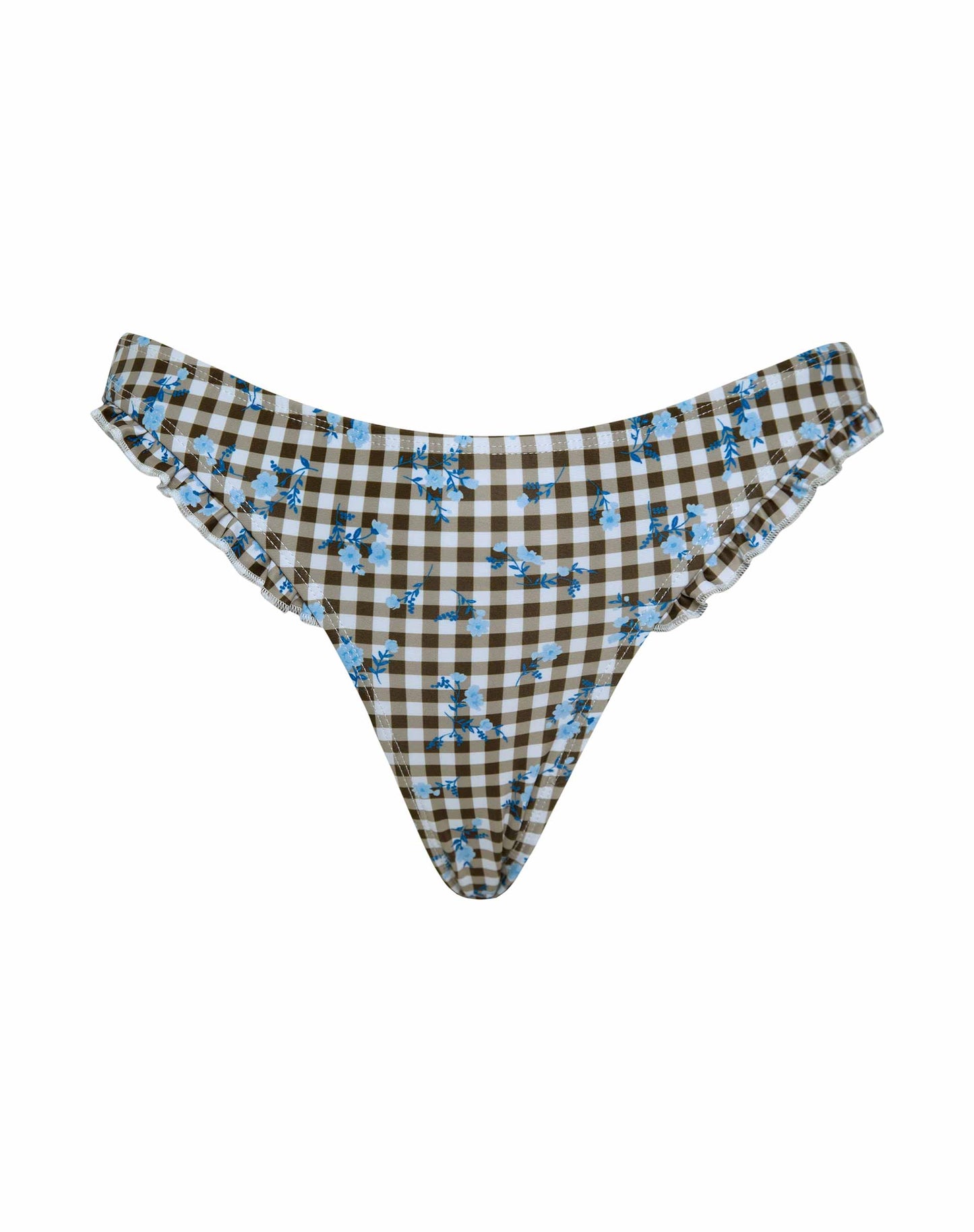 Effie Bikini Bottom in Floral Gingham Brown