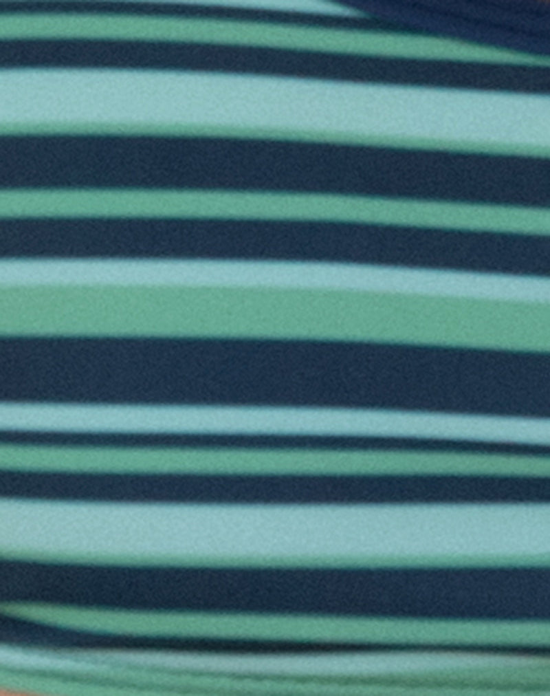 Farida Bikini Bottom in Irregular Stripe Green
