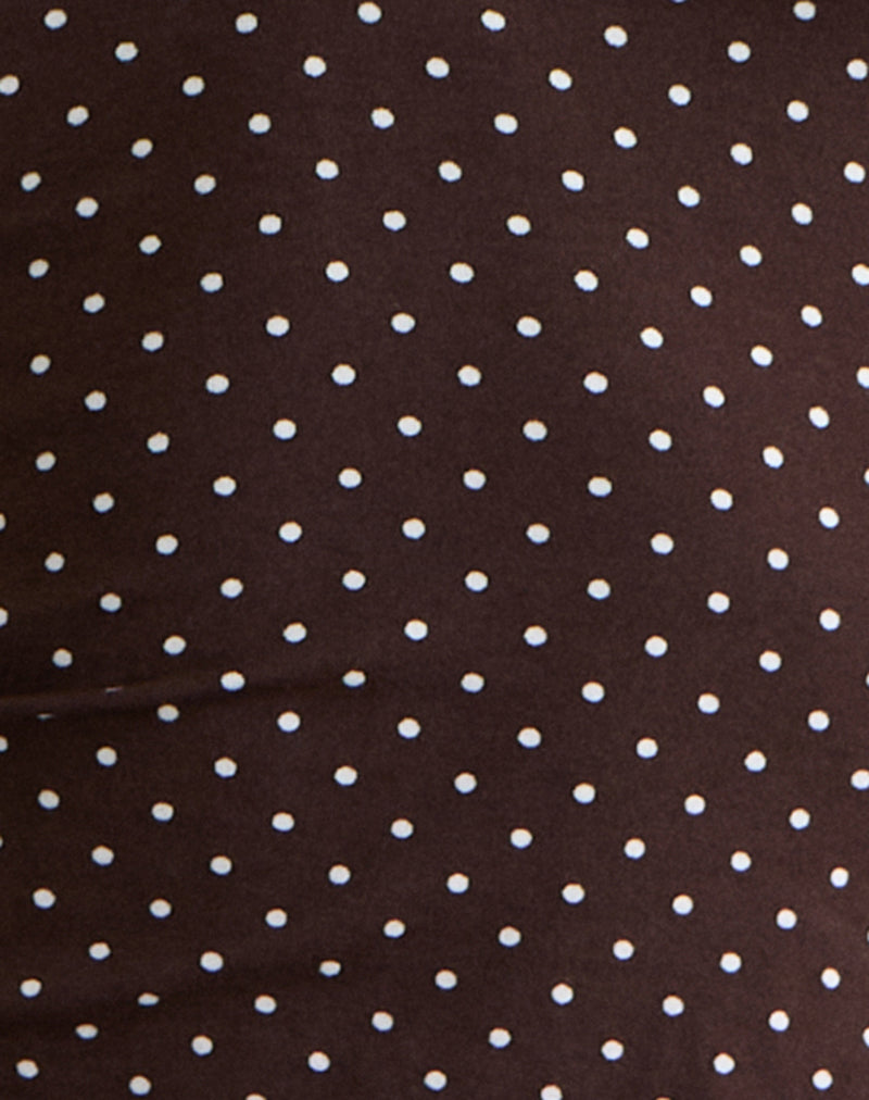 Emesy Long Sleeve Top in Micro Polka Brown