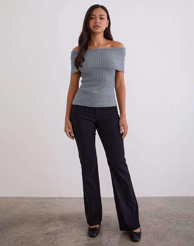 Fahari Foldover Top in Rib Knit Grey