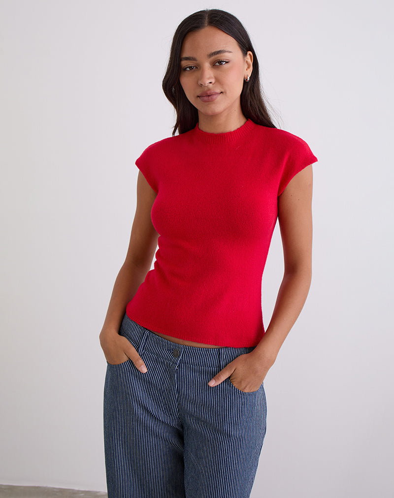 Hanuva Top in Knit Red