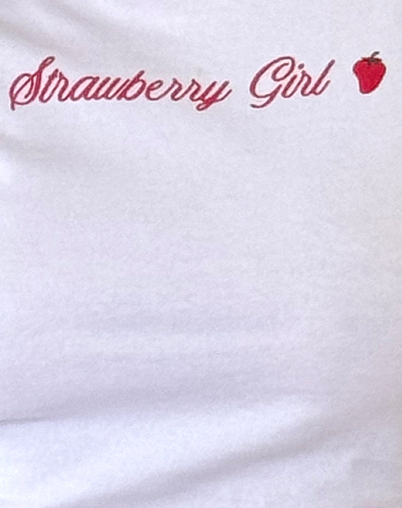 Izzy Top in White Strawberry Girl Script