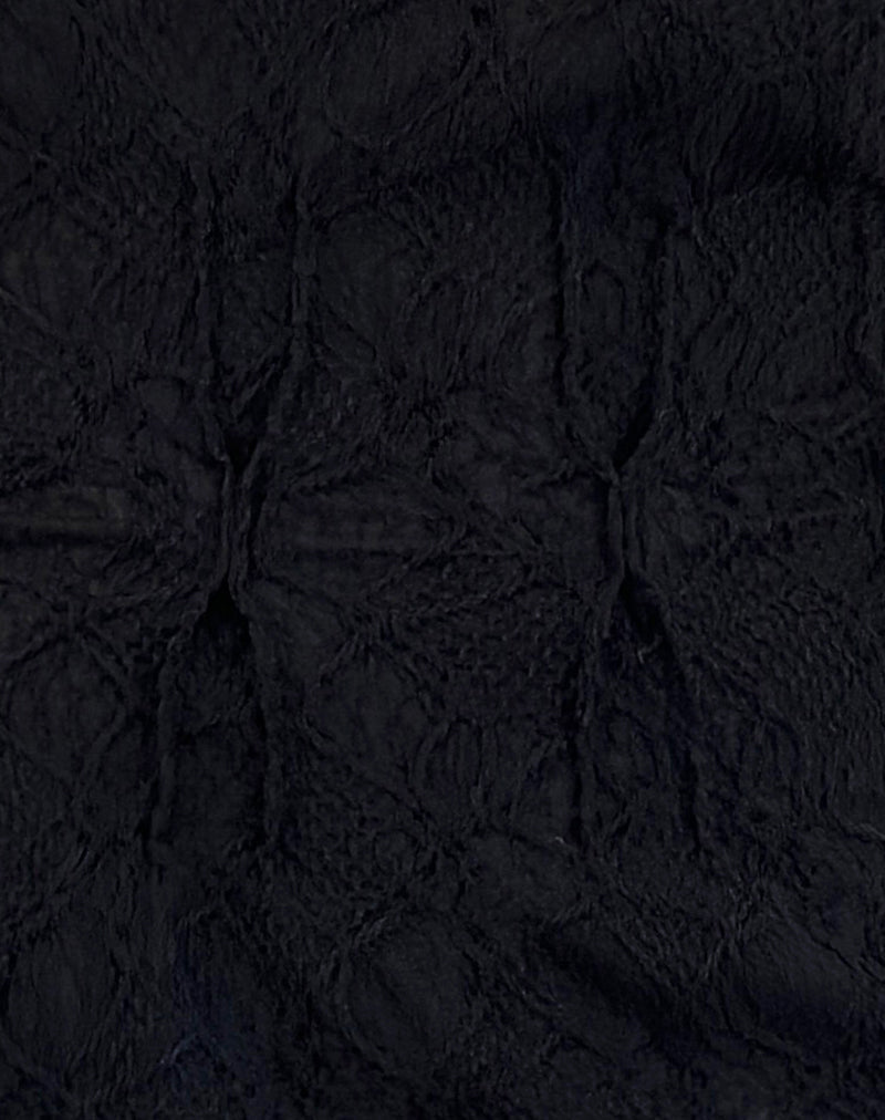 Jaina Puff Sleeve Top in Textured Black