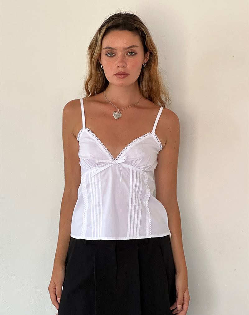 Jepuni Cami Top in White Poplin