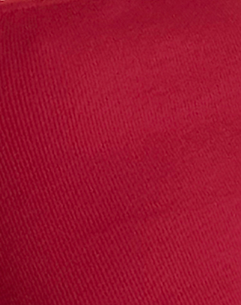 Jinila Top In Adrenaline Red With Lace Trim And Bow