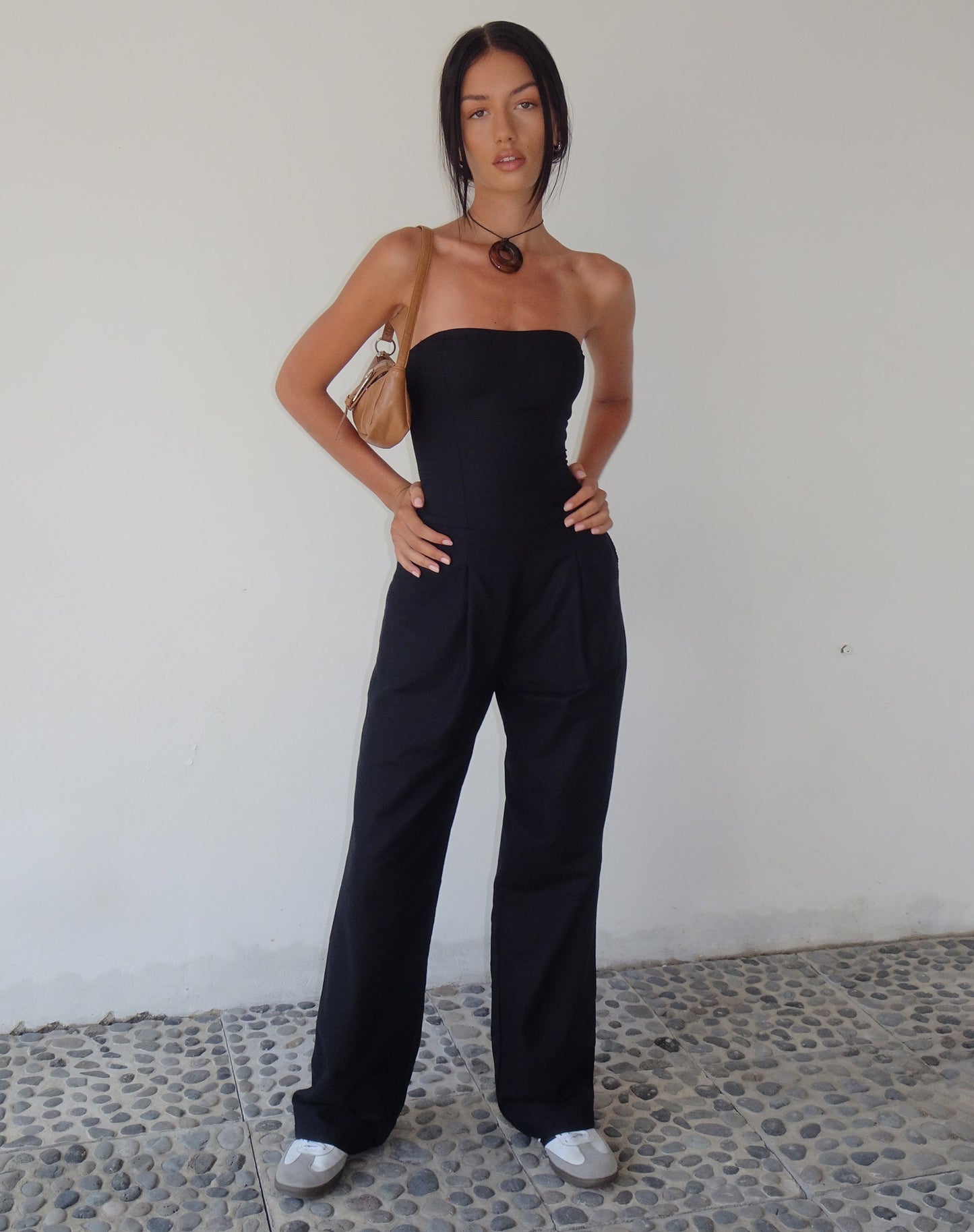 MOTEL X JACQUIE Kyaria Bandeau Jumpsuit in Black