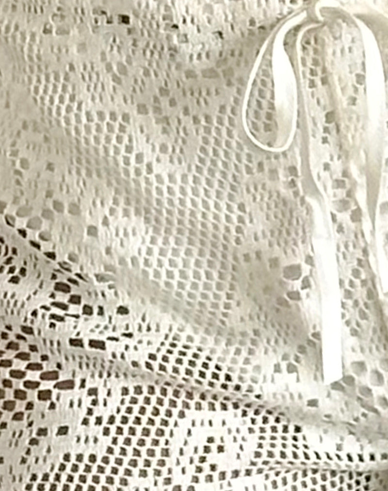 Leda Micro Shorts in Ivory Crochet