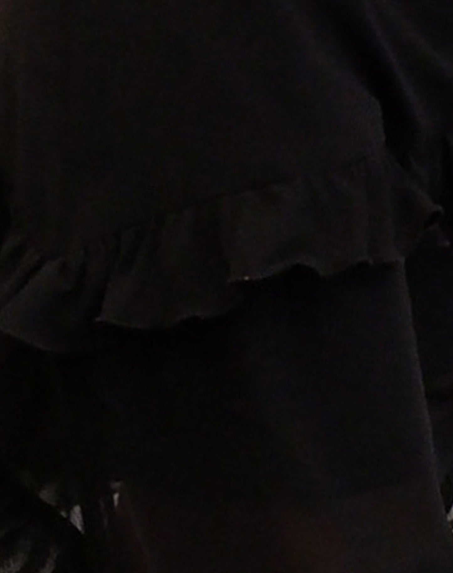 Margaret Ruffle Mini Dress in Black Chiffon with Rosette