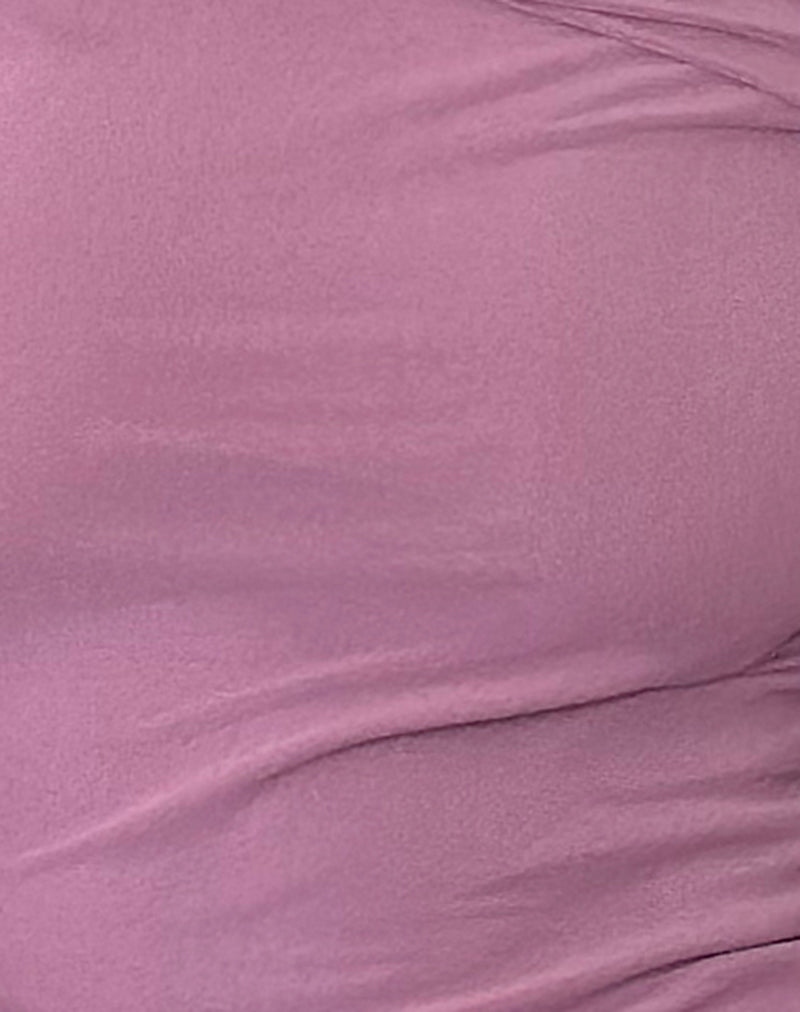 Narima Long Sleeve Bardot Mini Dress in Wisteria Purple