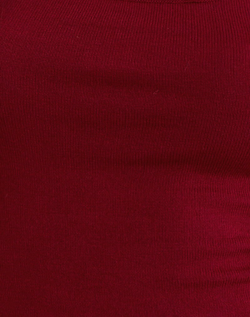 Ziva Knit Cami Vest Top in Burgundy