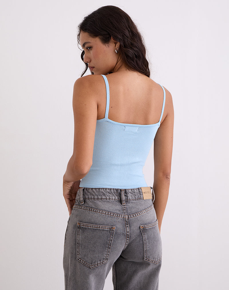 Ziva Knit Cami Vest Top in Blue