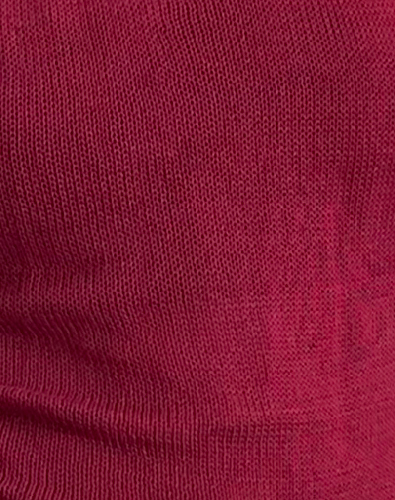 Priscilla Halter Top in Sheer Knit Red