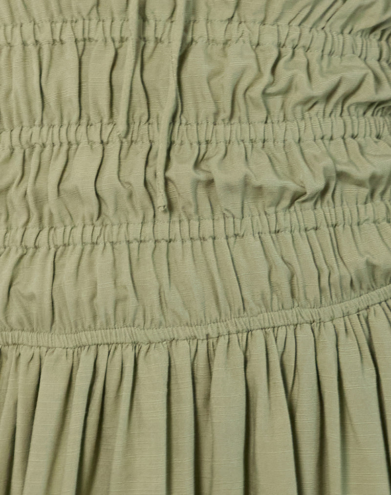 Rasmil Bubble Hem Mini Dress in Sage Green