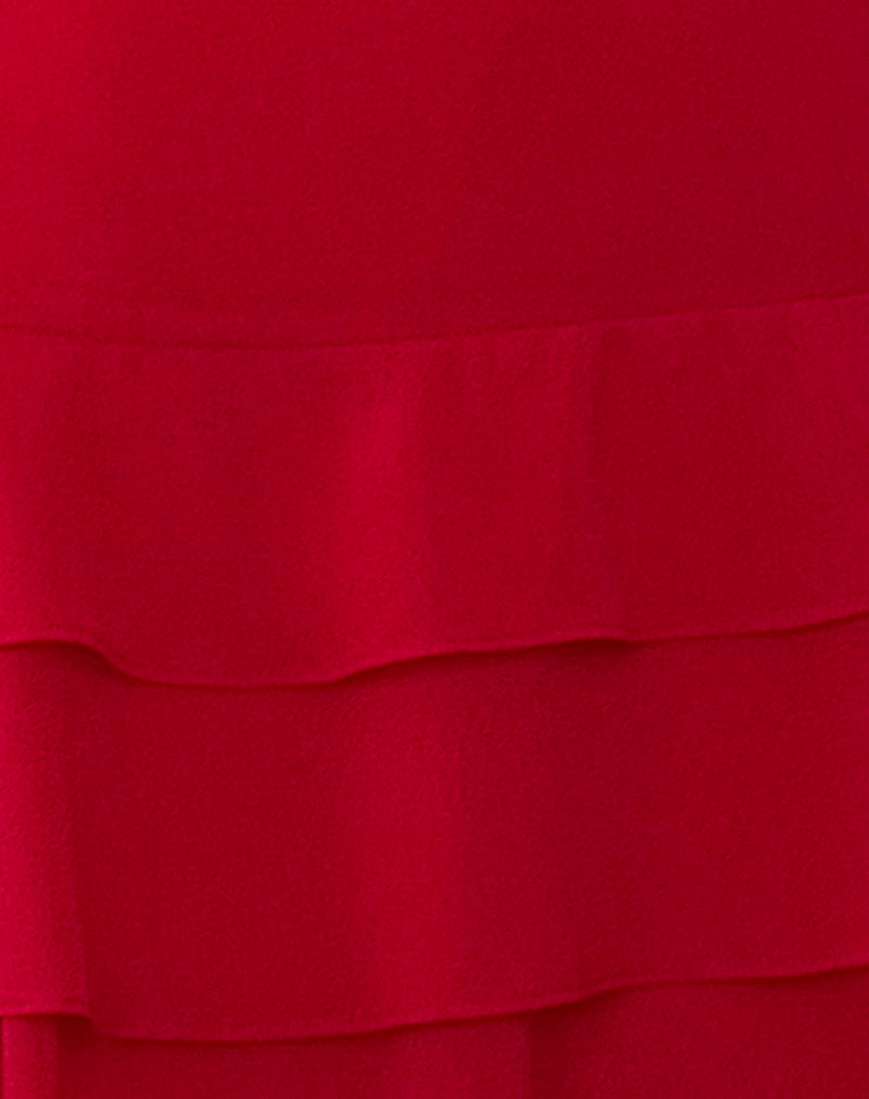 Riasi Ruffle Mini Dress in Chiffon Red