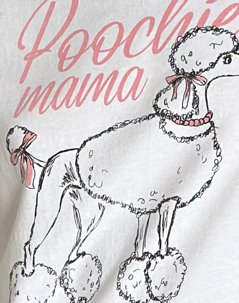 Saki Tee in White with Poodle Graphic