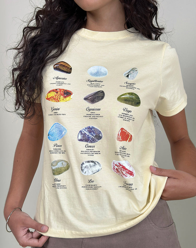 Saki Tee in Buttermilk Healing Stone Horoscope Print
