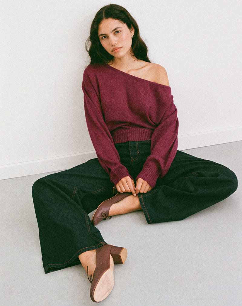 Suena Asymmetric Jumper in Wine