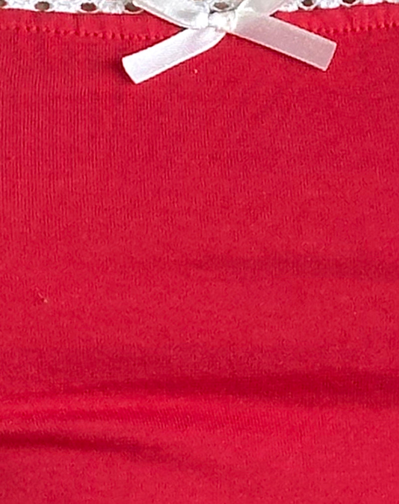 Suna Vest Top in Tango Red with Ivory Trim