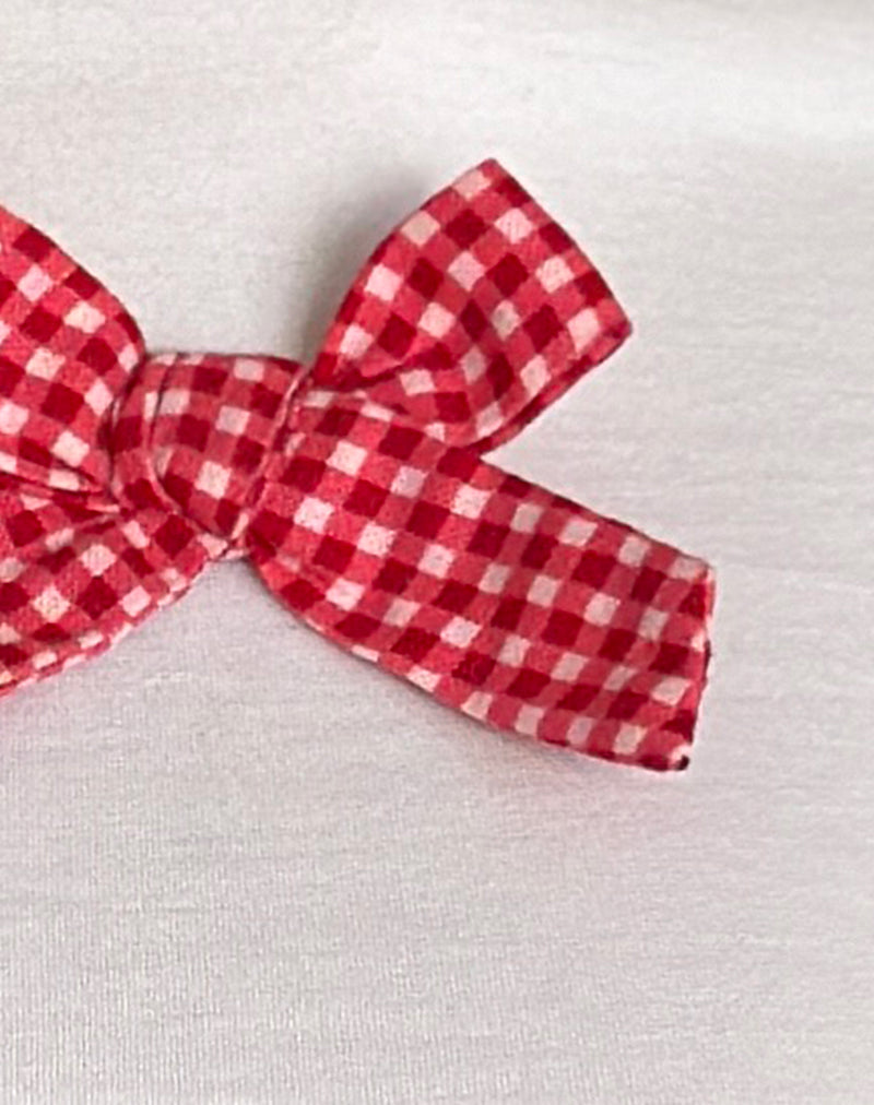 Sutin Tee in White with Red Gingham Bow