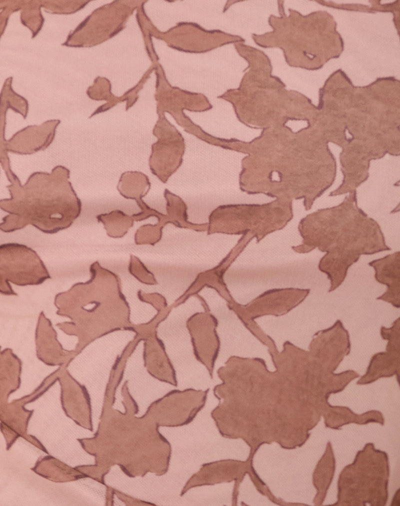 Tamia Asymmetric Top in Neutral Floral Print