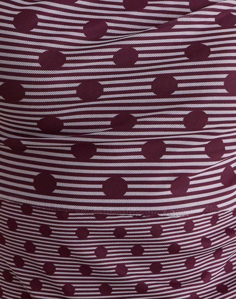 Tarya Asymmetric Top in Stripe Polka Plum