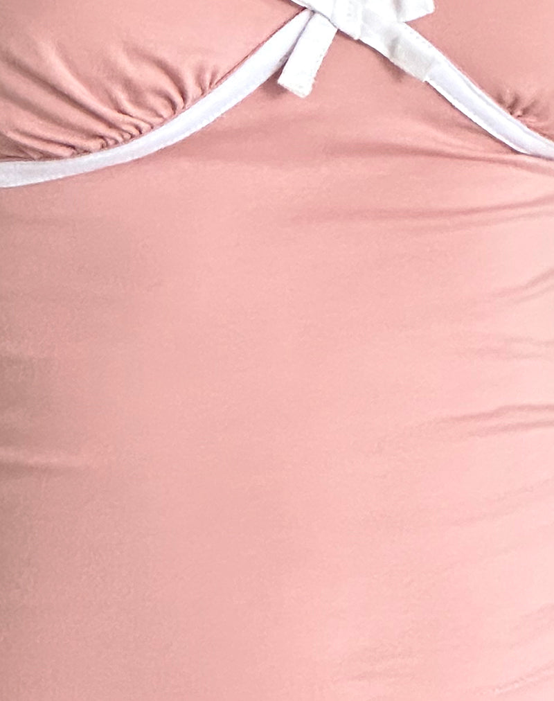 Tasina Top in Pink Lady with White Binding