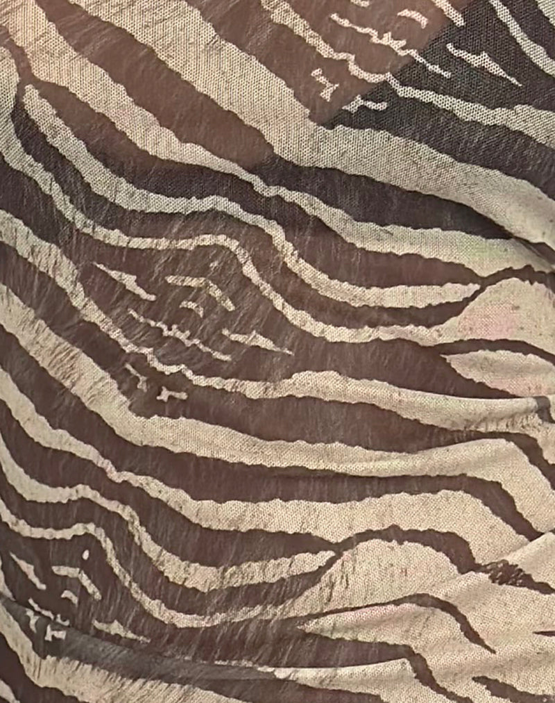 Tineko Off Shoulder Long Sleeve Top in Wild Animal Neutral