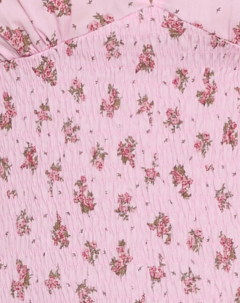 Valisa Plunge Top in Floral Romance Pink