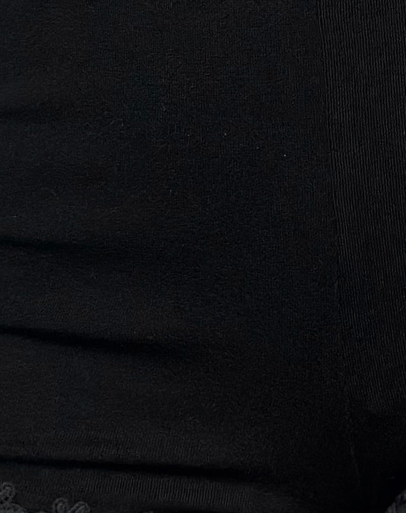 Selya Daisy Applique Short in Black