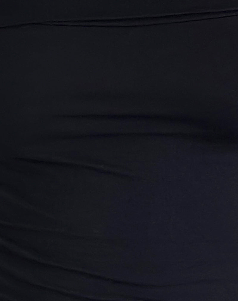 Xiroyi Bardot Top in Black with Pink Bow