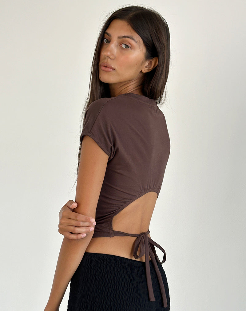 Xiwon Bow Back Top in Deep Mahogany