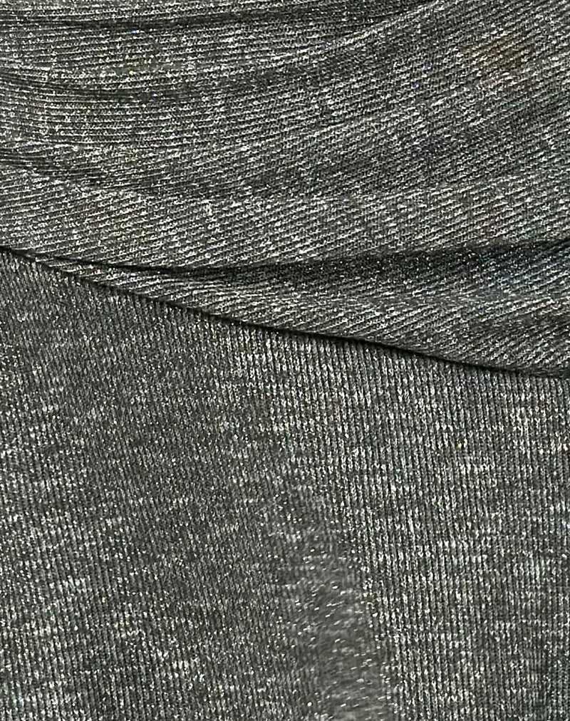 Yelena Halter Neck Mini Dress in Glitter Knit Khaki