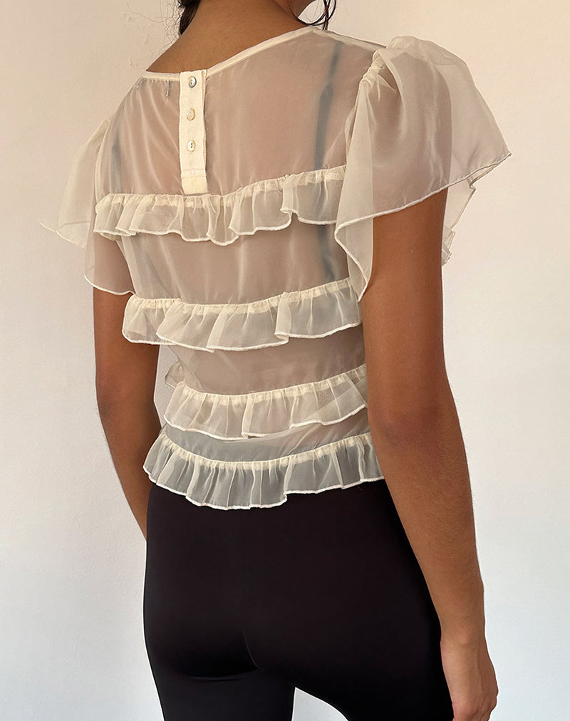 Amarissa Ruffle Top in Ivory Chiffon