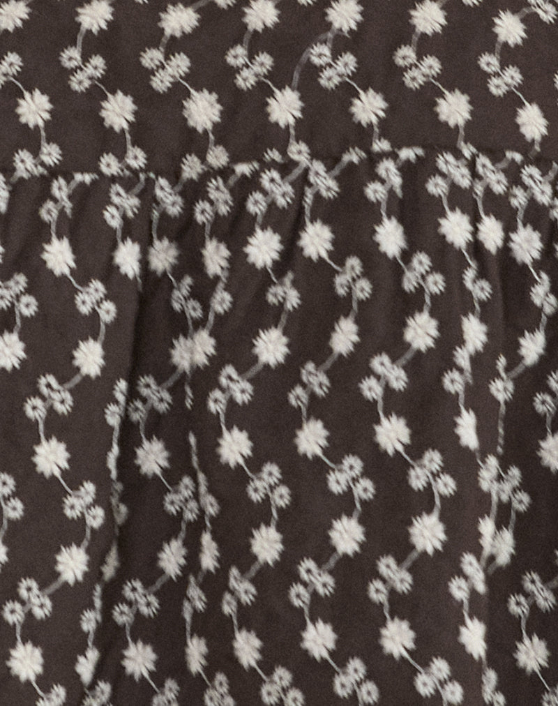 Axoni Square Neck Blouse in Floral Broderie Brown