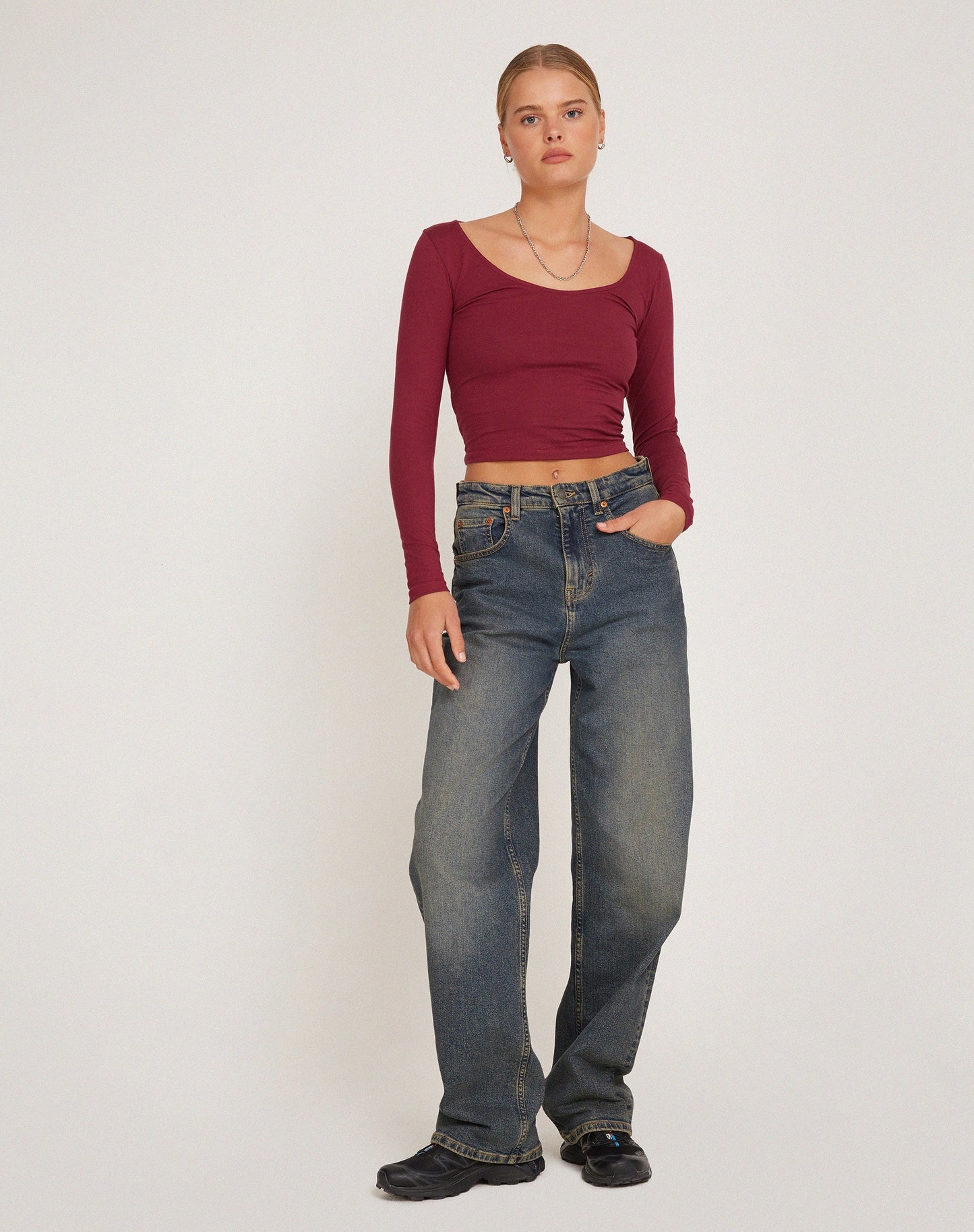 Bonlo Long Sleeve Top in Plum