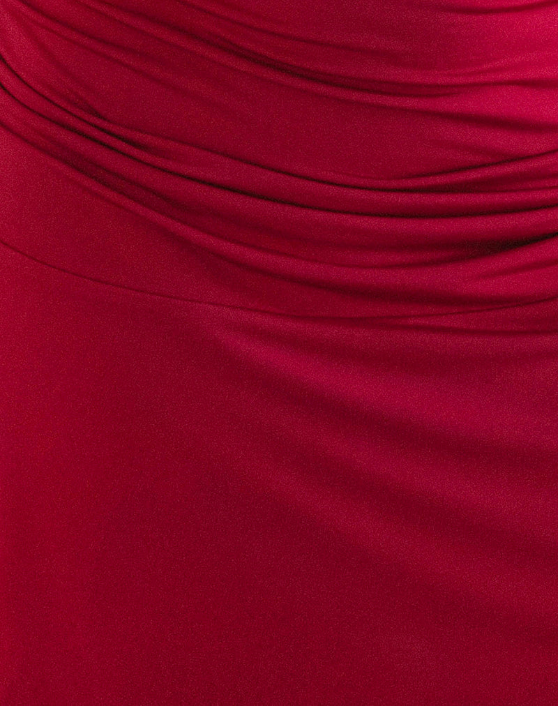 Carey Mini Dress in Lycra Slinky Red