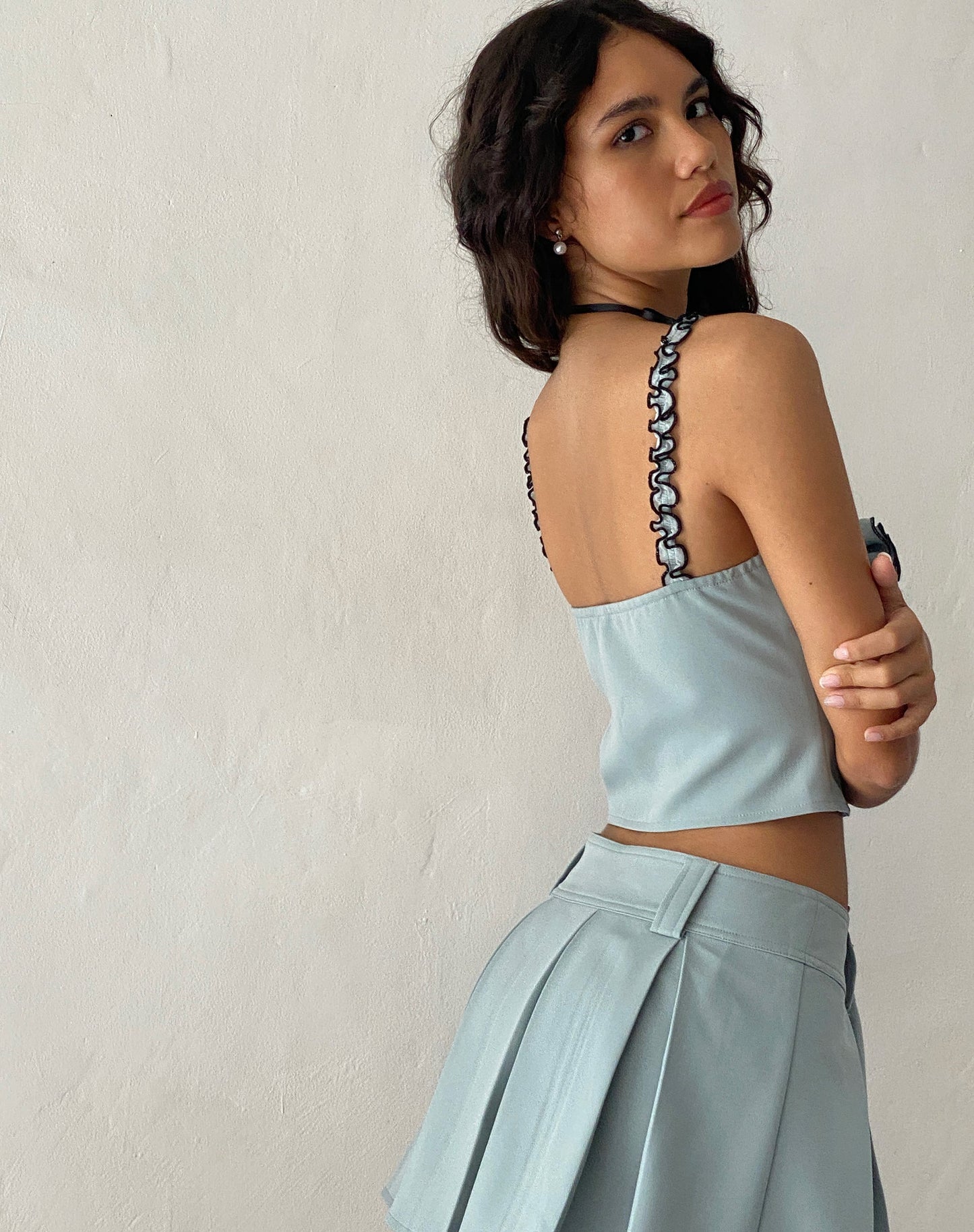 Carini Rosette Detail Cami Top in Blue