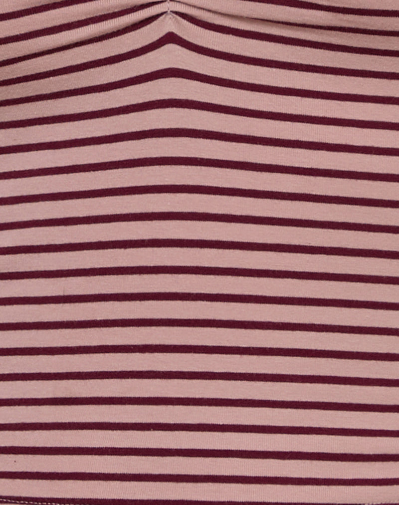 Danisha V Neck Top in Stripe Tonal Pink