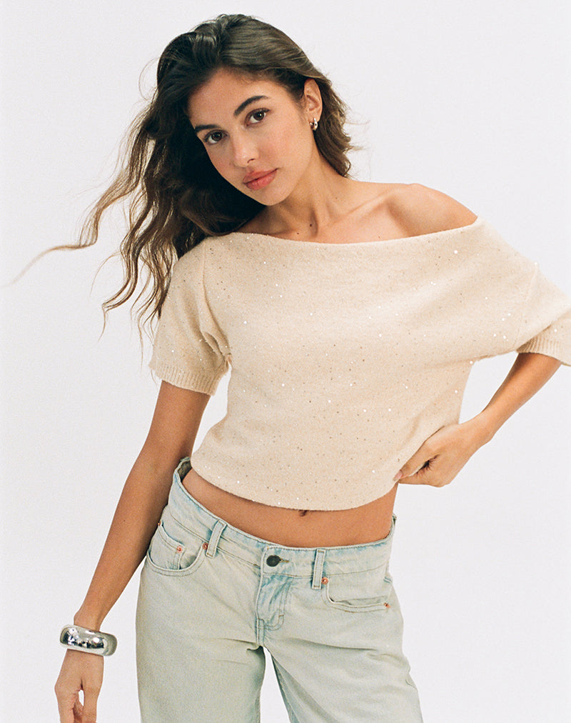 Darusa Top in Dispersed Sequin Gold