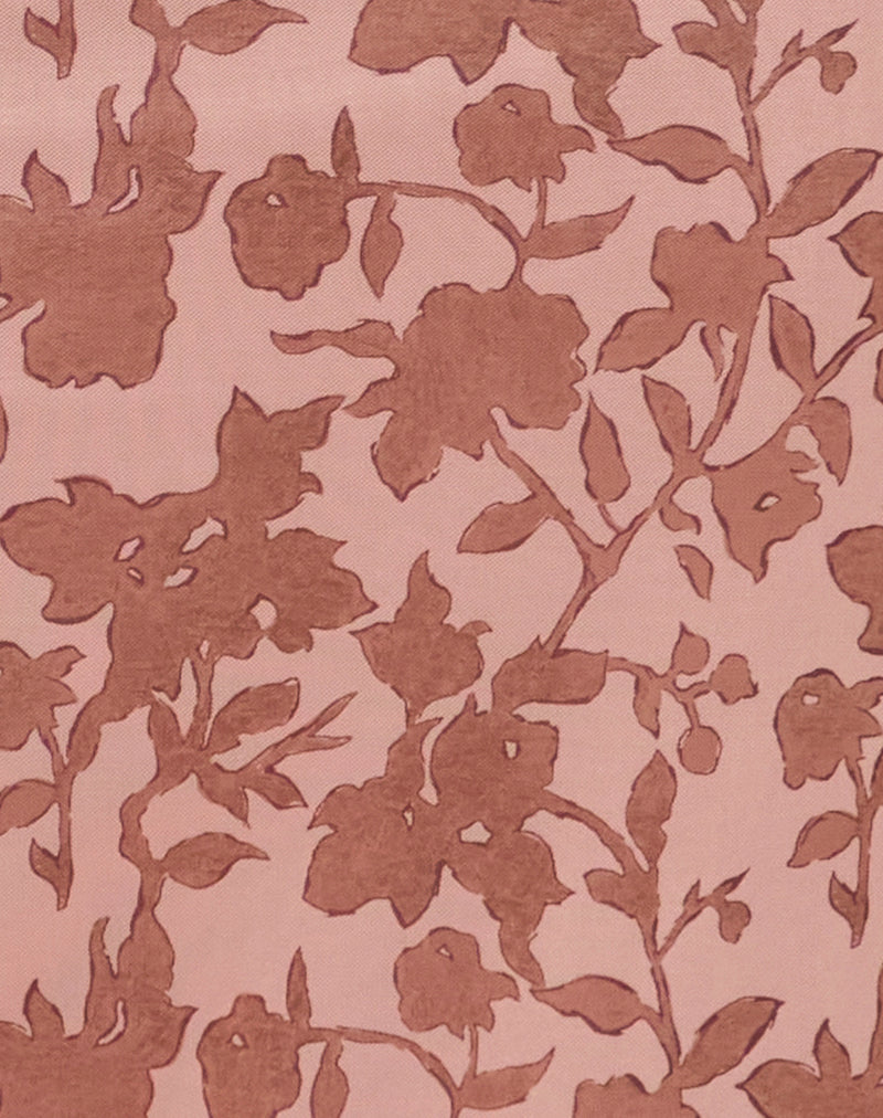 Dasita Cowl Neck Maxi Dress in Neutral Flower Print