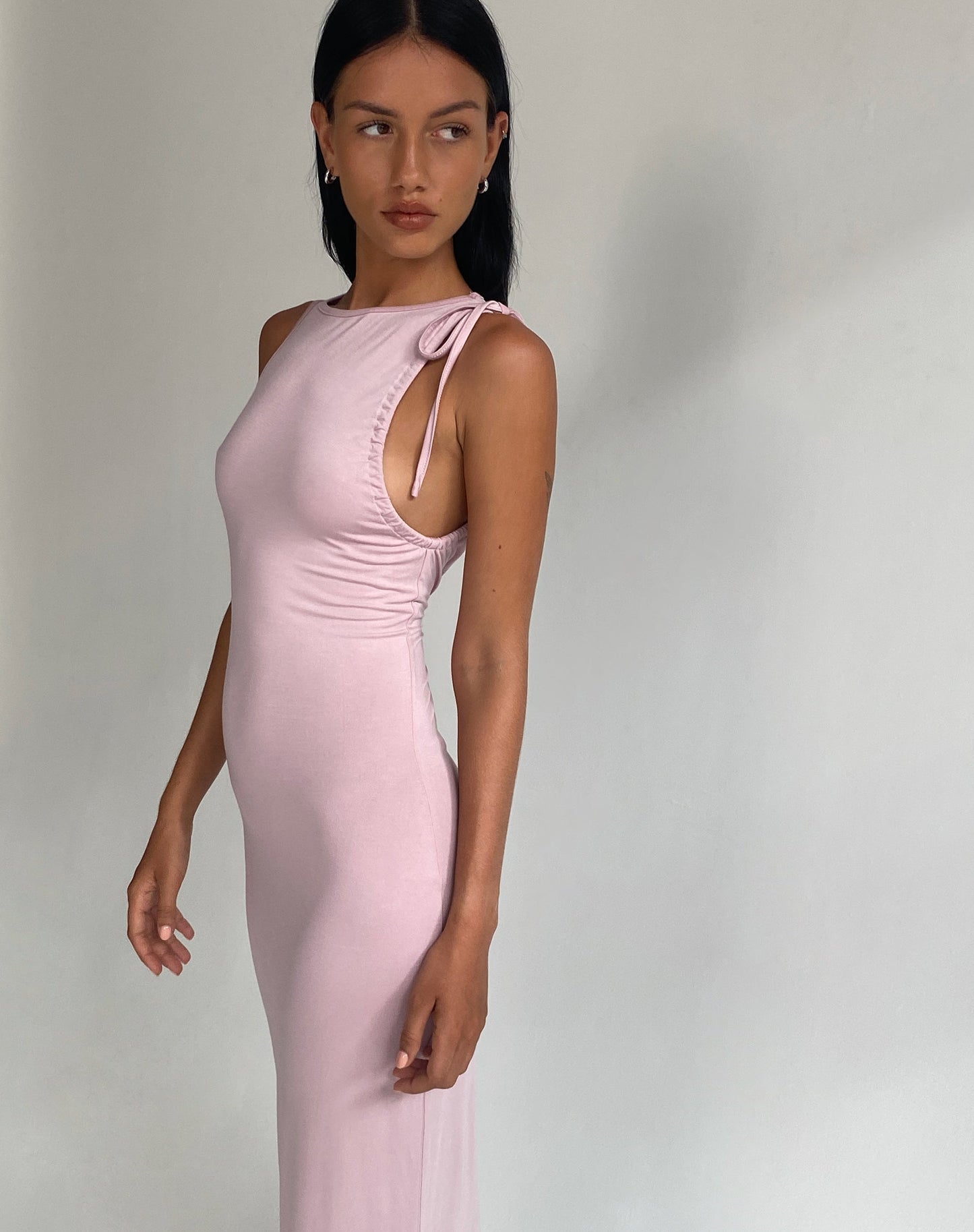 Elinor Maxi Dress in Slinky Baby Pink